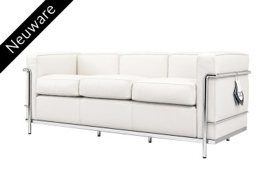 Cassina LC2 Le Corbusier 3-er Sofa Leder / Weiß / Bianco