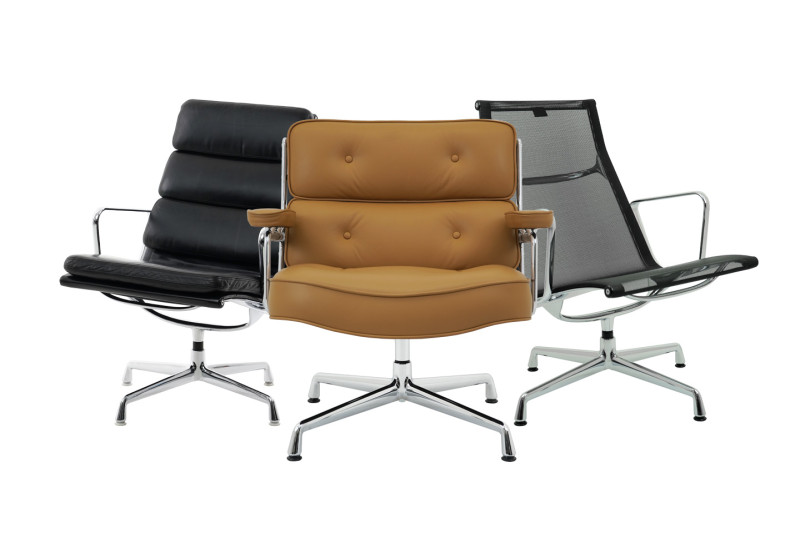 Vitra Aluminium Chair Ea 108 Conference Chair Leather / Black