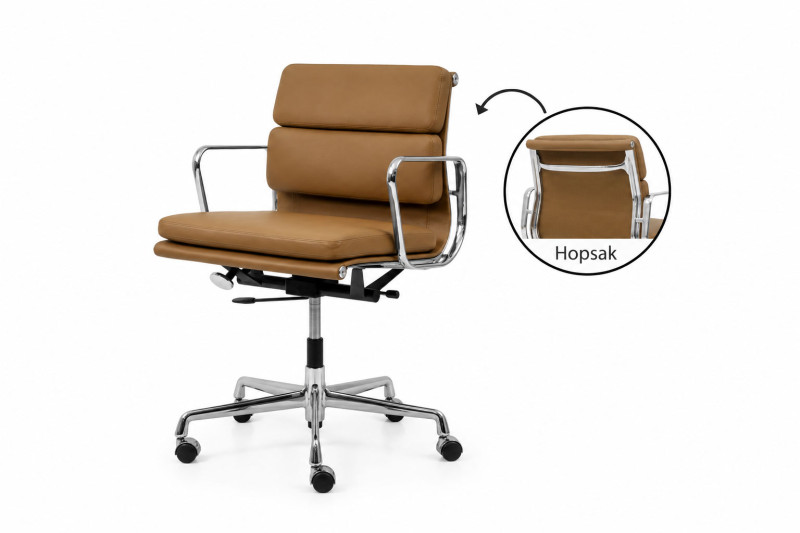 Vitra EA 217 Leder / Hellbraun *mit arret. Wippfunktion*