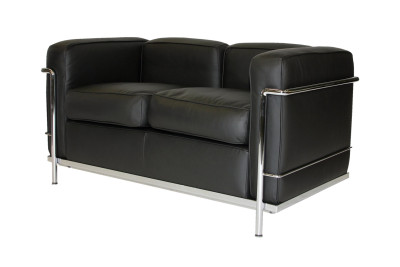 Cassina LC2 Le Corbusier 2-er Sofa Leder / Schwarz