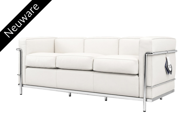 Cassina LC2 Le Corbusier 3-er Sofa Leder / Weiß / Bianco