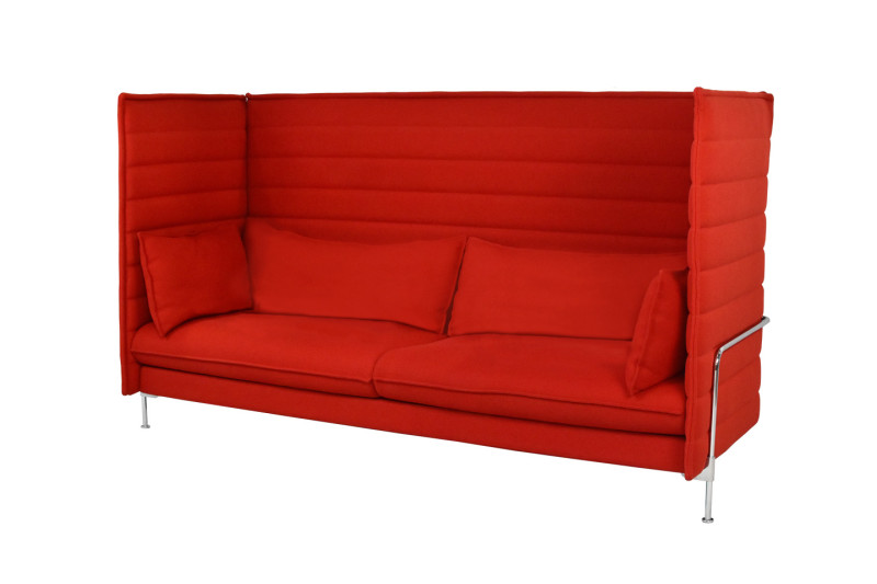 Alcove Highback Three Seater Fabric / Red