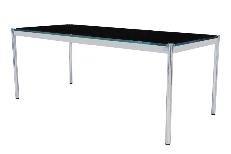 USM Haller Schreibtisch Glas / Schwarz 200 x 75 cm