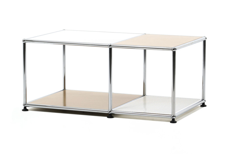 USM Haller Beistelltisch 85 x 50 cm Beige / Reinweiß RAL 9010 Perforiert