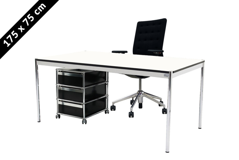 USM Haller Tisch & Rollcontainer - Vitra ID Trim - 175 x 75 cm