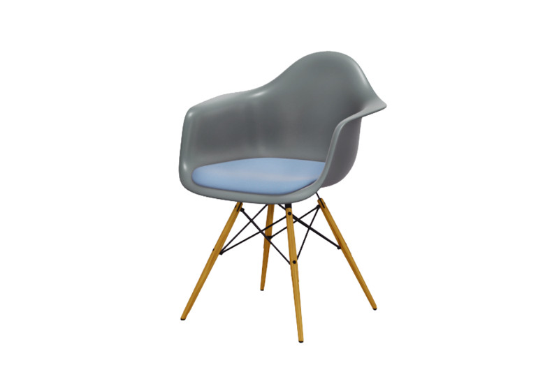 Vitra Eames Plastic Armchair DAW Kunststoff / Grau / Blau