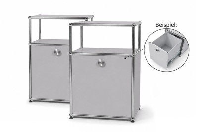 USM Haller Nachttisch 2er Set / USM Haller Mattsilber