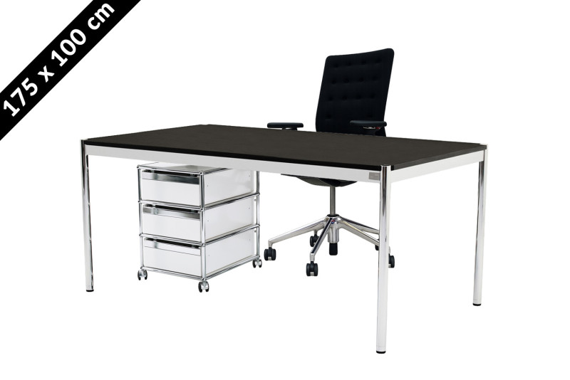 USM Haller Tisch & Rollcontainer - Vitra ID Trim - 175 x 100 cm