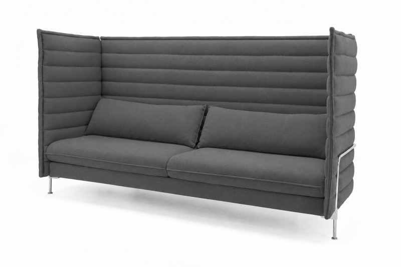 Vitra Alcove Highback Three-Seater / Fabric Sofa / Gray