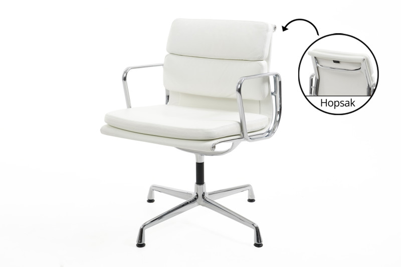 Vitra Soft Pad EA 208 Besucherstuhl Leder / Weiß