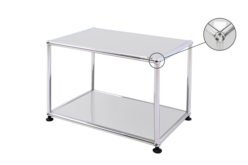 USM Haller Beistelltisch Glas / Lichtgrau RAL 7035 50 x 35 cm