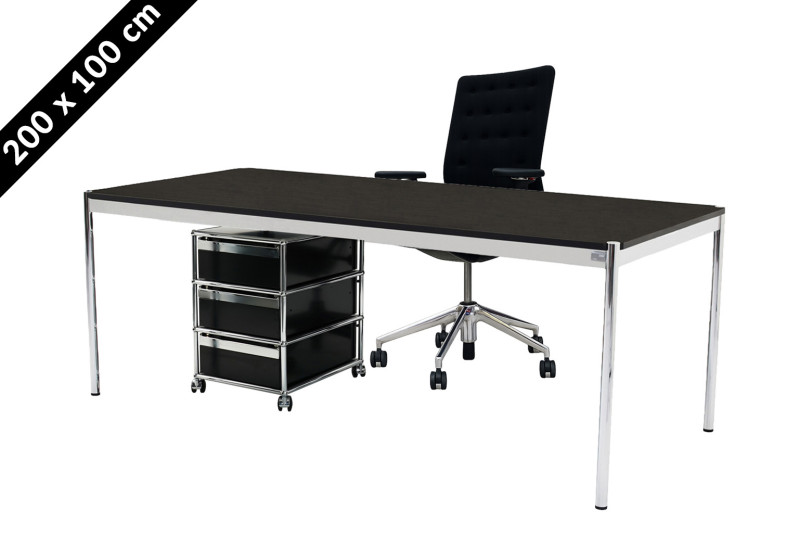 USM Haller Tisch & Rollcontainer - Vitra ID Trim - 200 x 100 cm