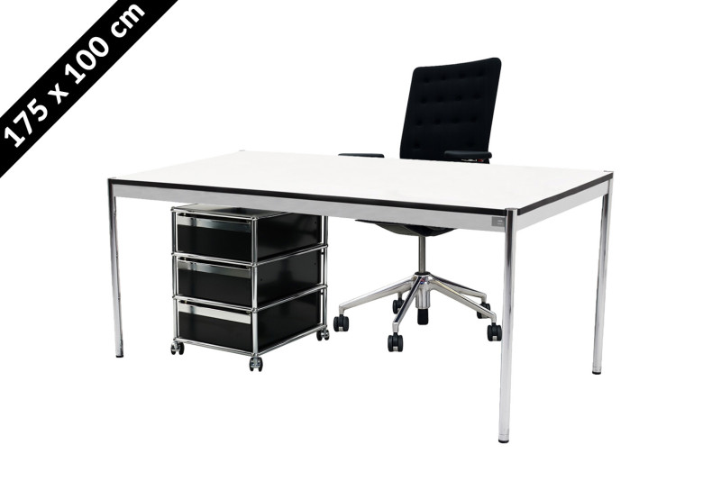 USM Haller Tisch & Rollcontainer - Vitra ID Trim - 175 x 100 cm