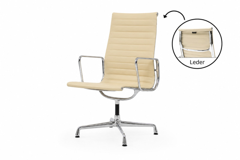 Vitra EA 112 Visitor Chair, leather/ White
