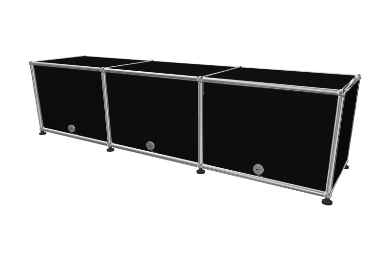 USM Haller TV-Board / Lowboard Graphitschwarz RAL 9011 mit Einschubtüren