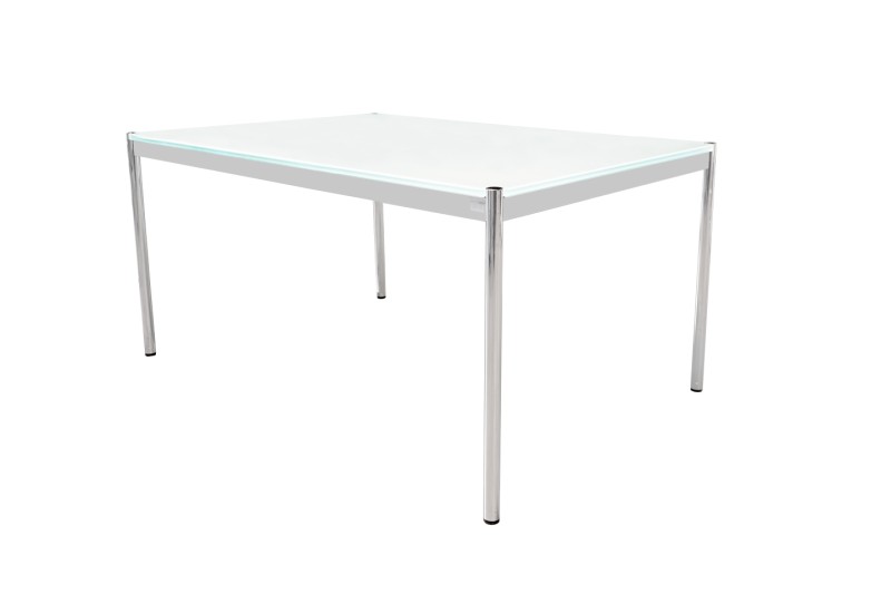 USM Haller Bureau Verre / Blanc 150 x 100 cm