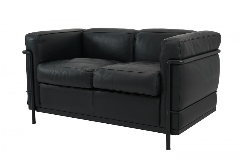Cassina LC2 Le Corbusier Two Seater Leather / Black