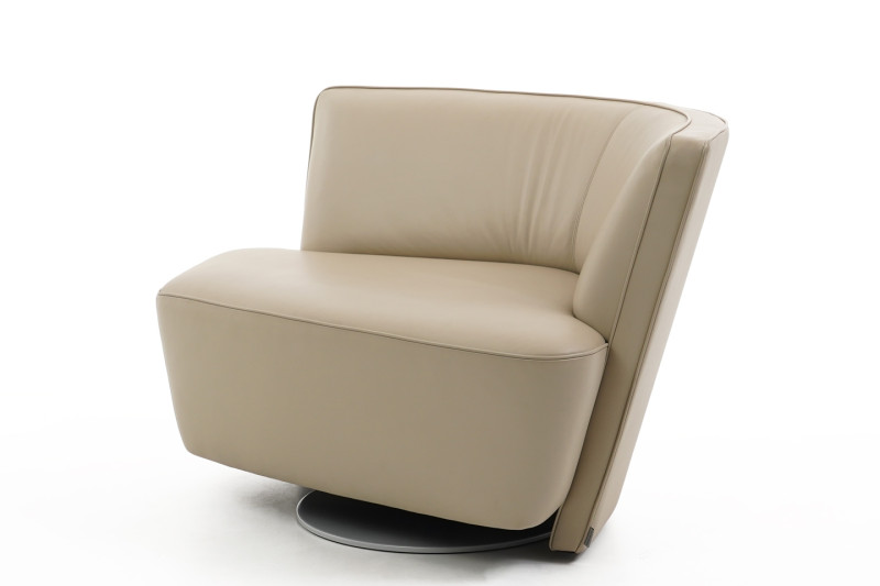 Fauteuil Walter Knoll Drift cuir / beige *pivotant*