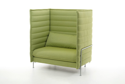 Vitra Alcove Highback Love Seat Sofa Stoff / Grün / Cremeweiß