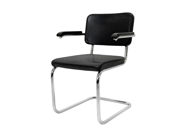 Thonet S 64 PV Freischwinger Leder / Schwarz