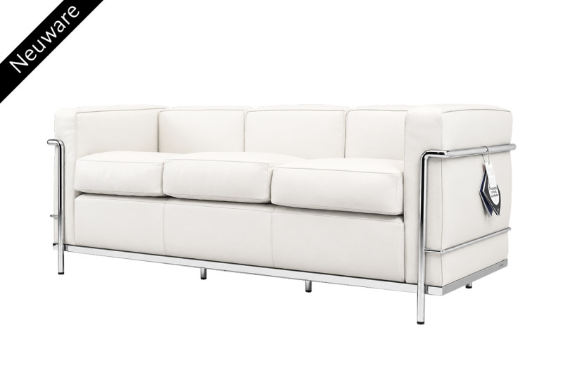 Cassina LC2 Le Corbusier 3-er Sofa Leder / Weiß / Bianco