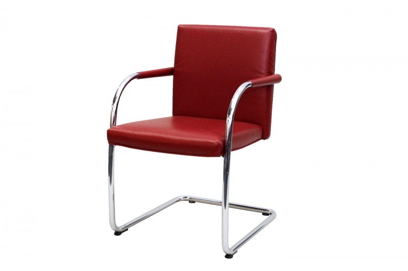 Vitra VisaSoft Freischwinger Leder / Rot *nicht stapelbar*