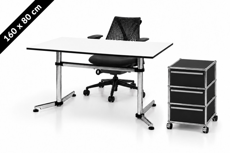USM Kitos Tisch - USM Haller Rollcontainer - Herman Miller Sayl - 160 x 80 cm
