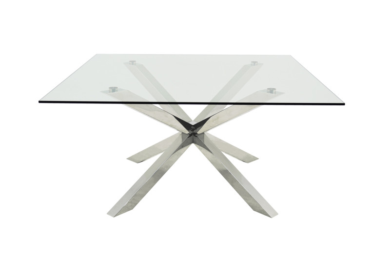 Table design en verre transparent 150 x 150 cm