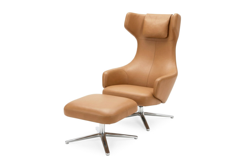 Vitra Grand Repos Sillón + Otomana Piel / Gris