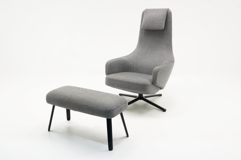 Vitra Repos Sessel + Panchina Stoff / Schwarz / Weiß