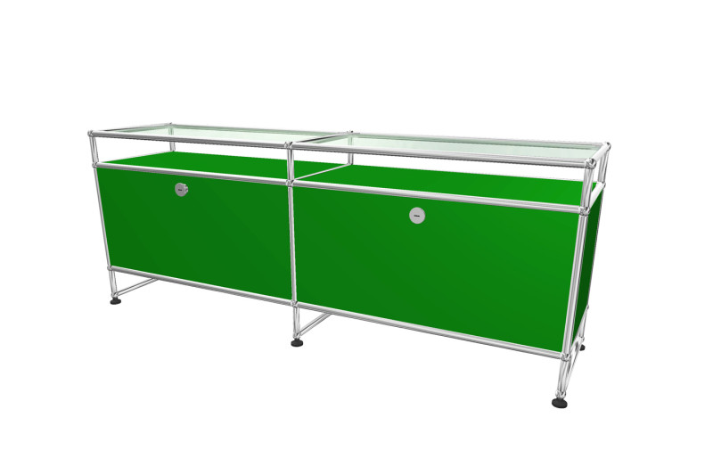 USM Haller TV-Board / Lowboard mit Sockel und Glastablaren