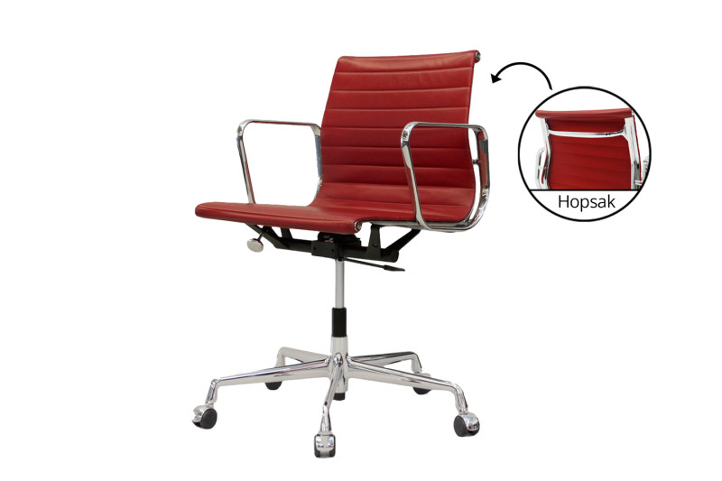 Vitra Aluminium Chair EA 117 Office Swivel Chair Leather / Red