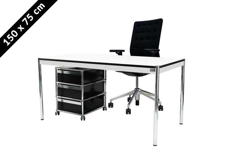 USM Haller Tisch & Rollcontainer - Vitra ID Trim - 150 x 75 cm