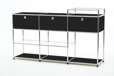 USM Haller Aparador con Elemento De Cristal Blanco Puro RAL 9010