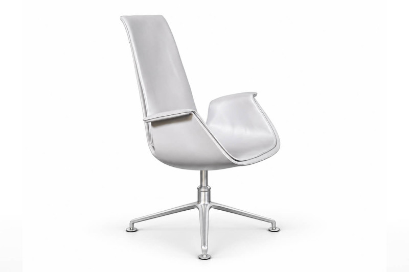 Knoll International FK 6725 Tulip Stoel Leer / Lichtbeige / Crème