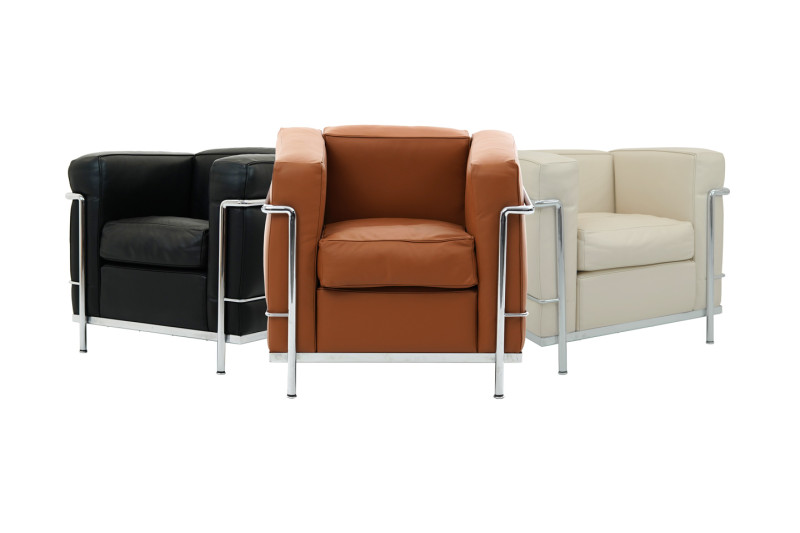 Cassina LC3 Le Corbusier 2-seater sofa leather / grey / grigio