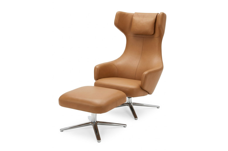 Vitra Grand Repos Sillón + Otomana Piel / Gris