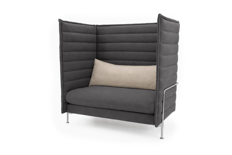 Vitra Alcove Highback Love Seat, Fabric / Gray