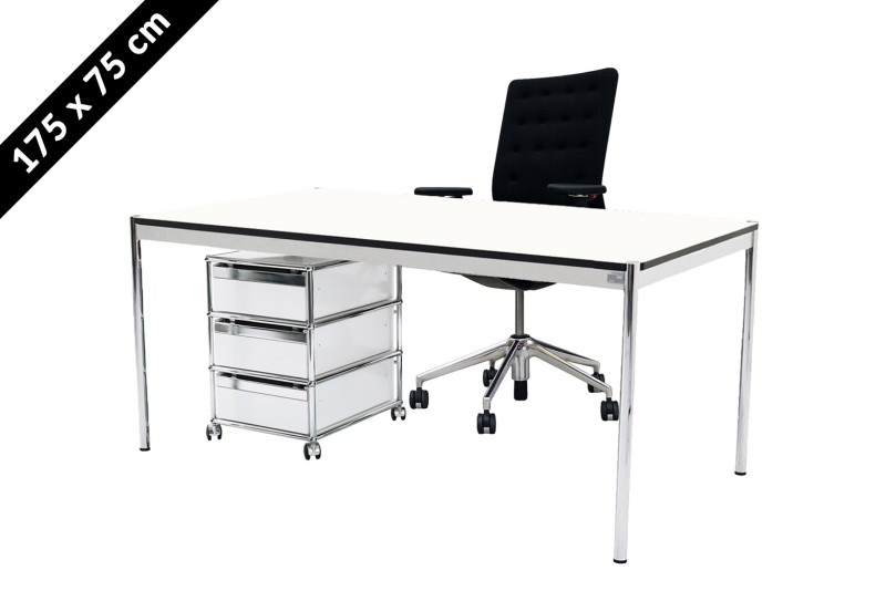 USM Haller Tisch & Rollcontainer - Vitra ID Trim - 175 x 75 cm