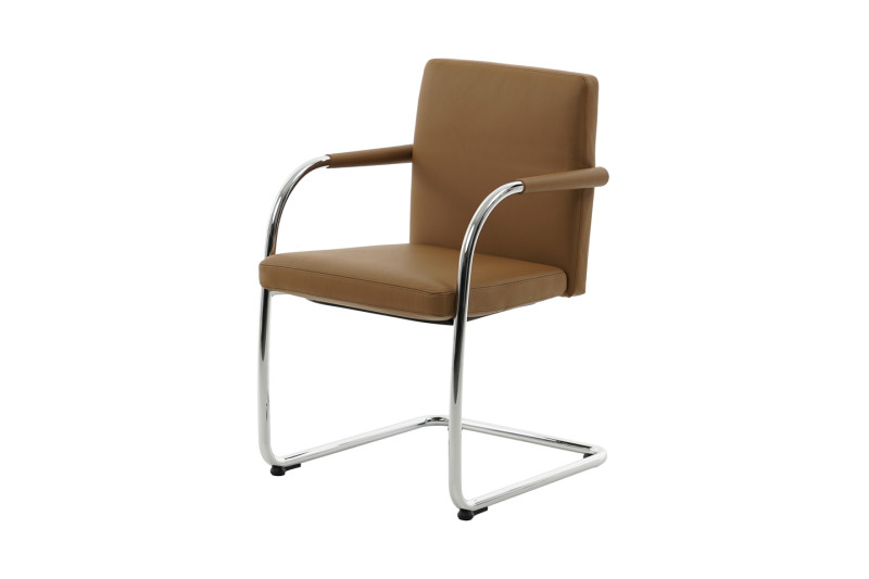 Vitra VisaSoft Freischwinger Leder / Braun *nicht stapelbar*