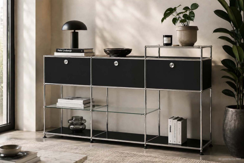 USM Haller Dressoir met Glasvak Puur Wit RAL 9010