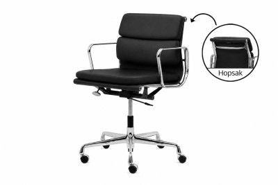 Vitra EA 217 Leder / Schwarz ohne arretierbare Wippfunktion ohne Lederauflagen weiche Rollen (Parkett, etc.)