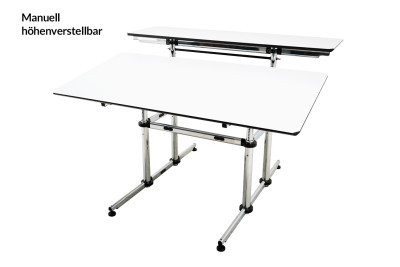 USM Kitos M Schreibtisch / Projekttisch manuell höhenverstellbar Kunstharz / Weiß 150 x 75 cm