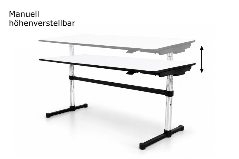 USM Kitos M - höhenv. Schreibtisch Kunstharz / Weiß 160 x 80 cm