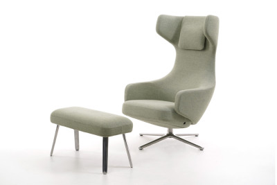 Vitra Grand Repos Fauteuil + Ottoman Leder / Grijs