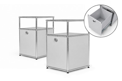 USM Haller Nachttisch 2er Set / USM Haller Mattsilber