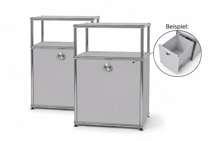 USM Haller Nachttisch 2er Set / USM Haller Mattsilber