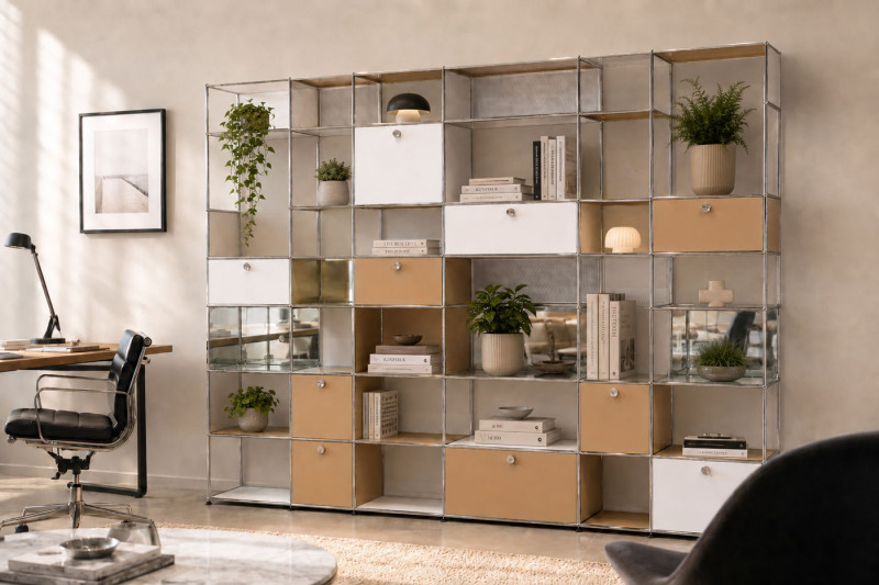 USM Haller Wohnwand Reinweiß RAL 9010 & USM Beige