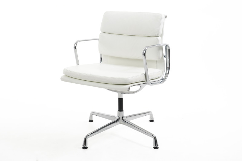 Vitra Soft Pad EA 208 Besucherstuhl Leder / Weiß