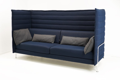Alcove Highback Three Seater Fabric / Dark blue / Gray